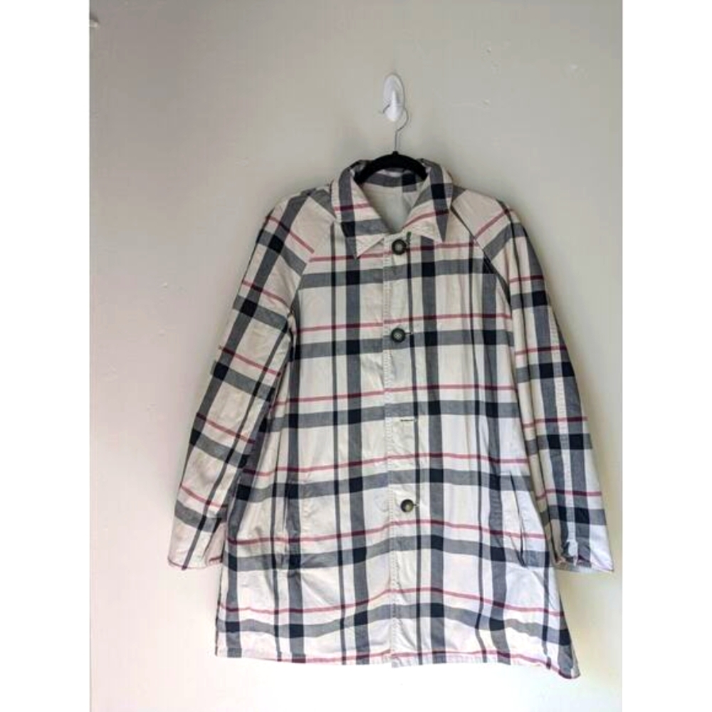 Pendleton Women's Reversible Rain Coat Plaid And Solid Rare Beige/Black Sz L
